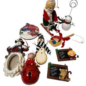 Christmas Ornaments Bundle Retro Holiday Decor Crafts Mix Snowman Teacher